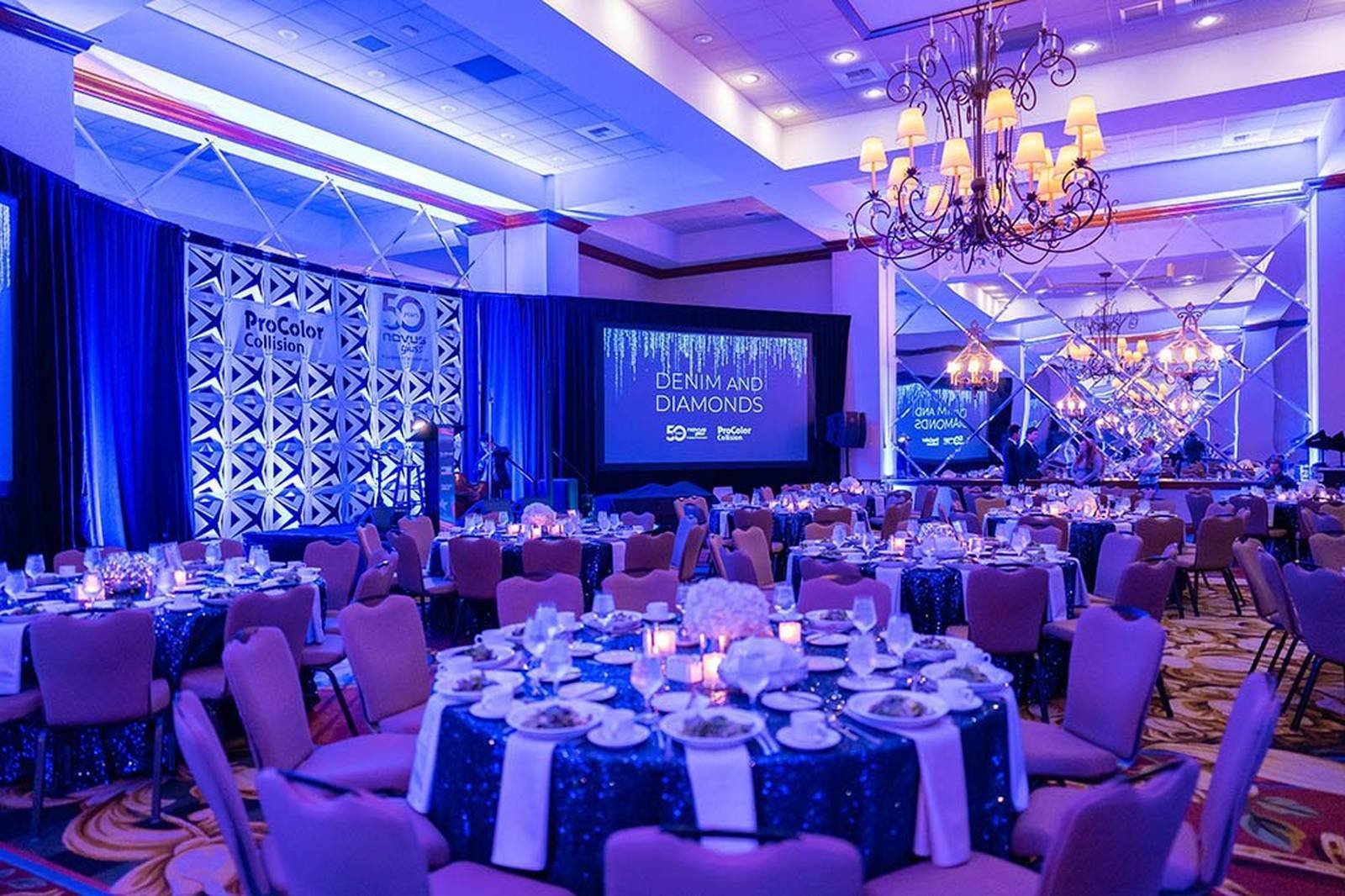 gala ballroom set for dinner at a Washington DC event venue